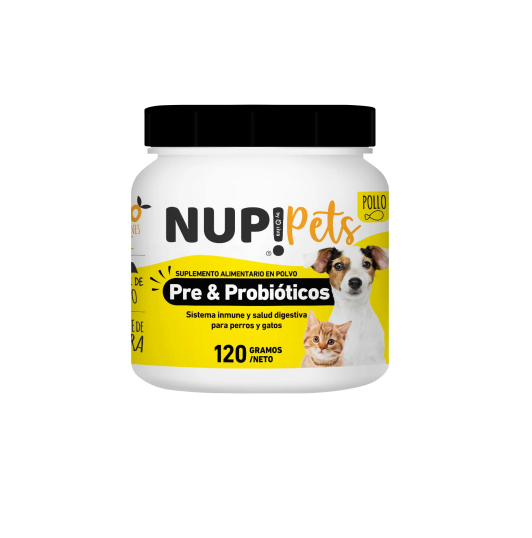 Nup Pets · pollo Prebióticos y Probióticos, perro y gato x 120 gr.